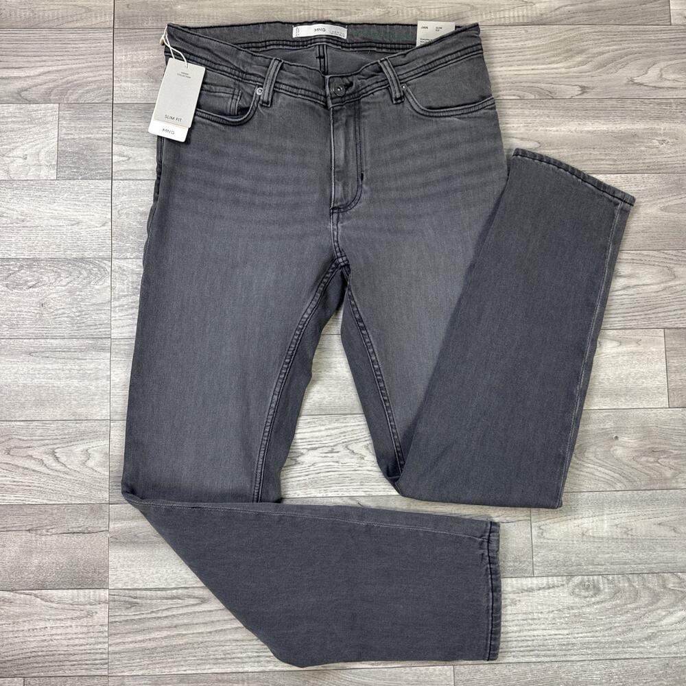 MNG MANGO Jan Slim Fit Denim Jeans Stretch Gray Wash sz 30